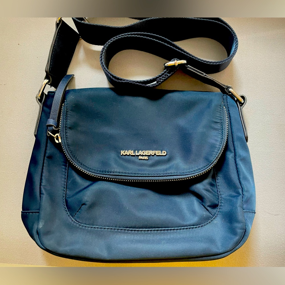 Karl Lagerfeld dark blue nylon crossbody bag